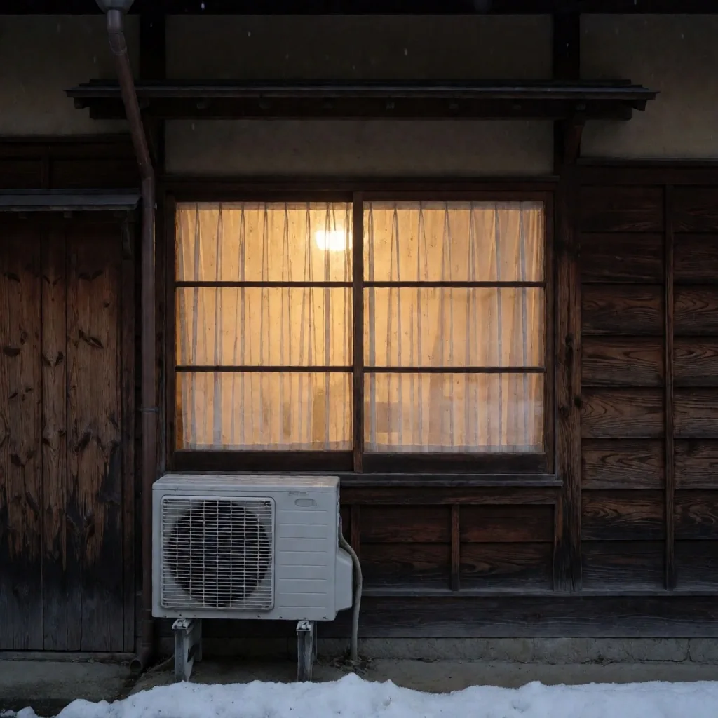 断熱性能の低い古い住宅の窓際の冷暖房器具