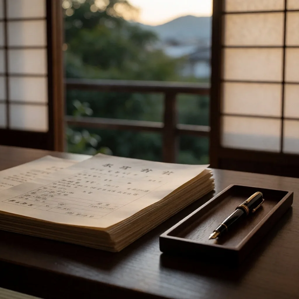 整理された書類とペンのある静かな学習机