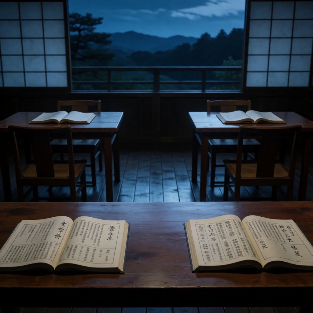 夕暮れの図書室の静寂