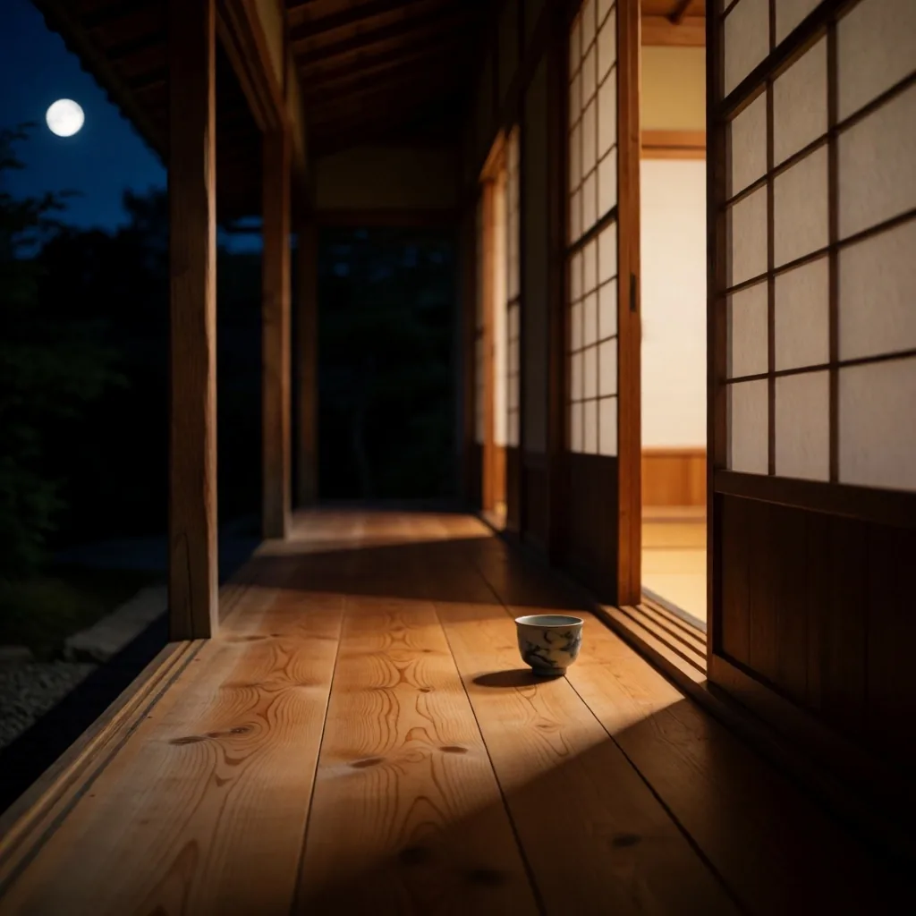 夜の障子の廊下